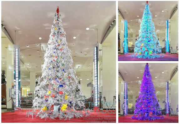 C&H Glassworks custom installation of hand-sculpted glass Christmas tree display