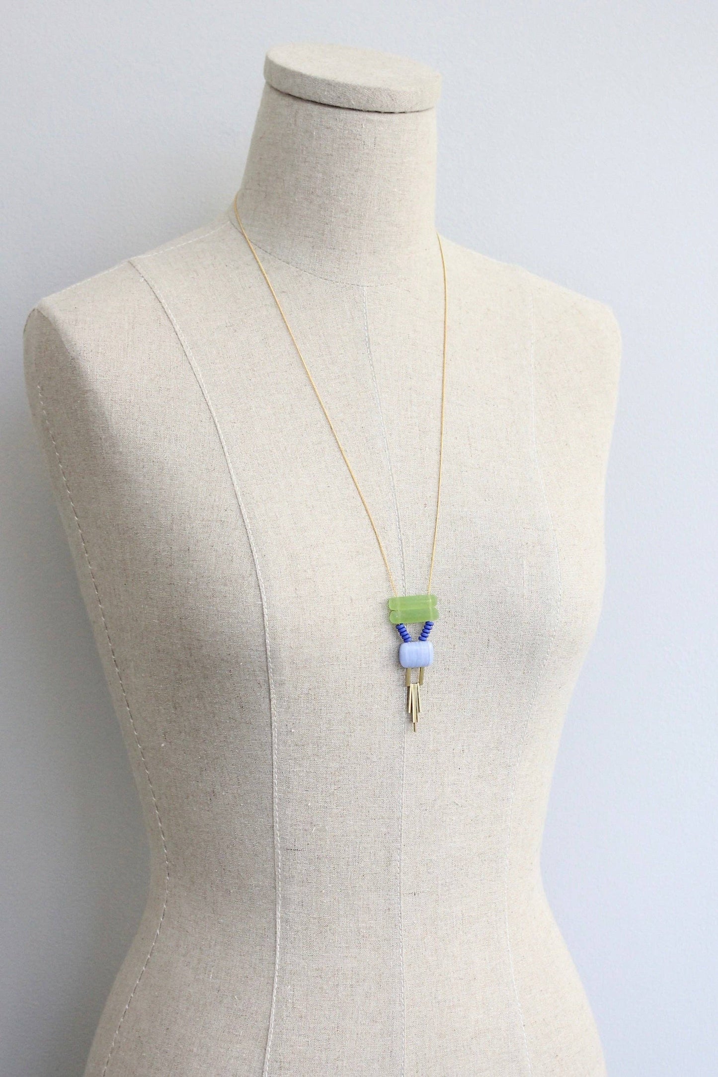 Green and Lavender Geometric Necklace