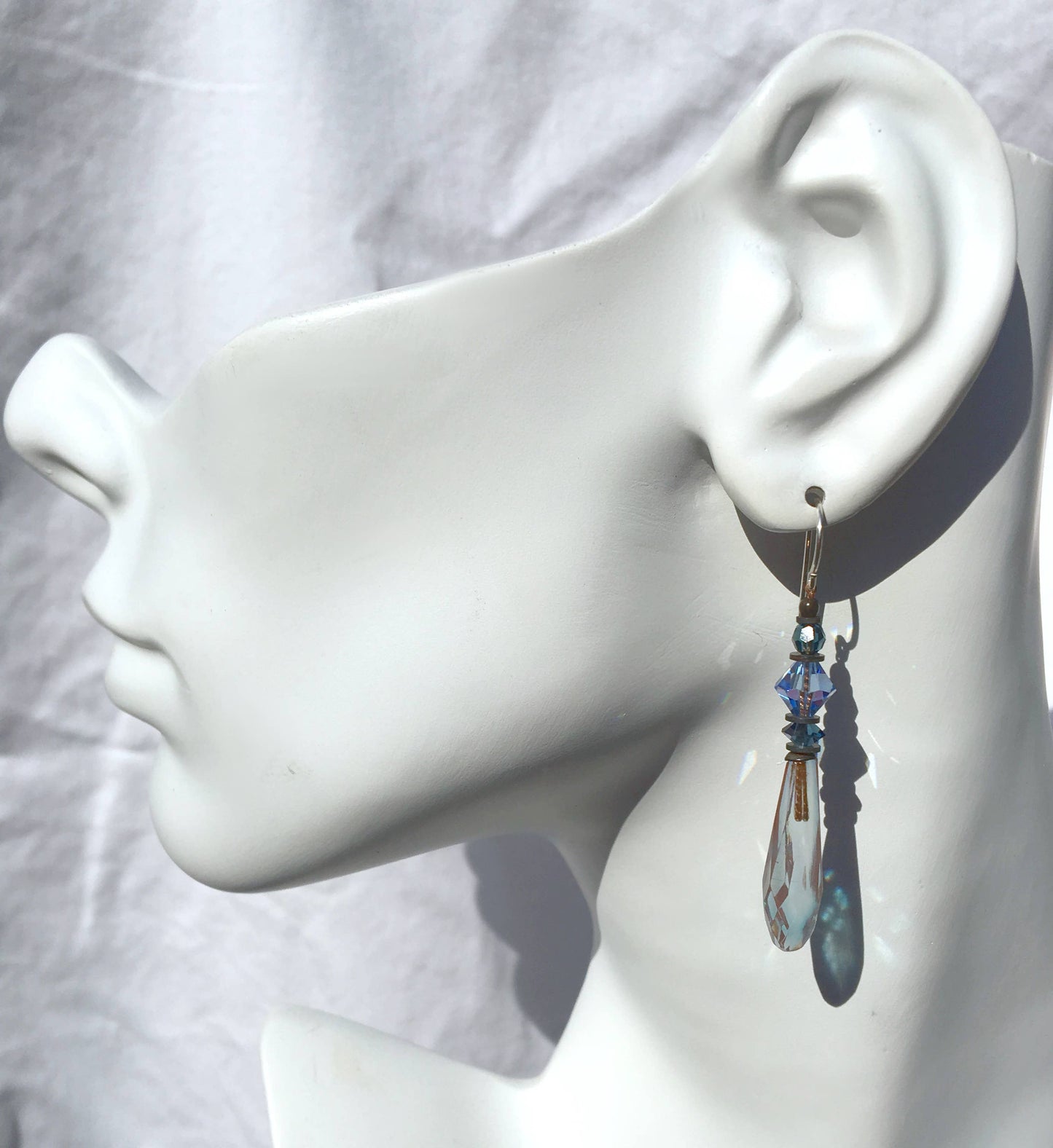Two-Tone Opera Prism Earrings (Pink and Blue)