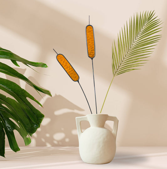 Stained Glass Cattail Stem