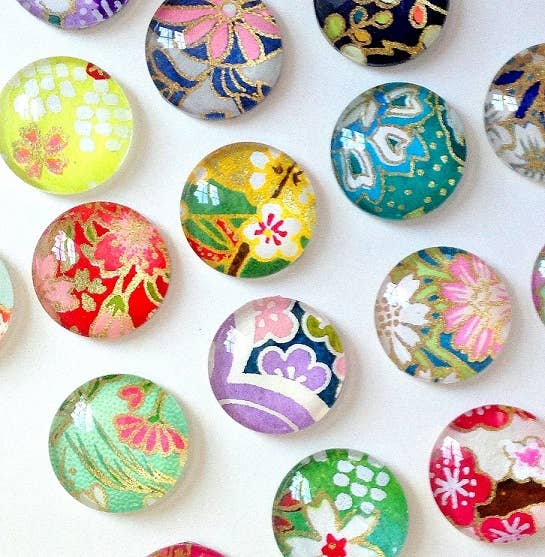 Magnet - Japanese Chiyogami Circles - set of 4