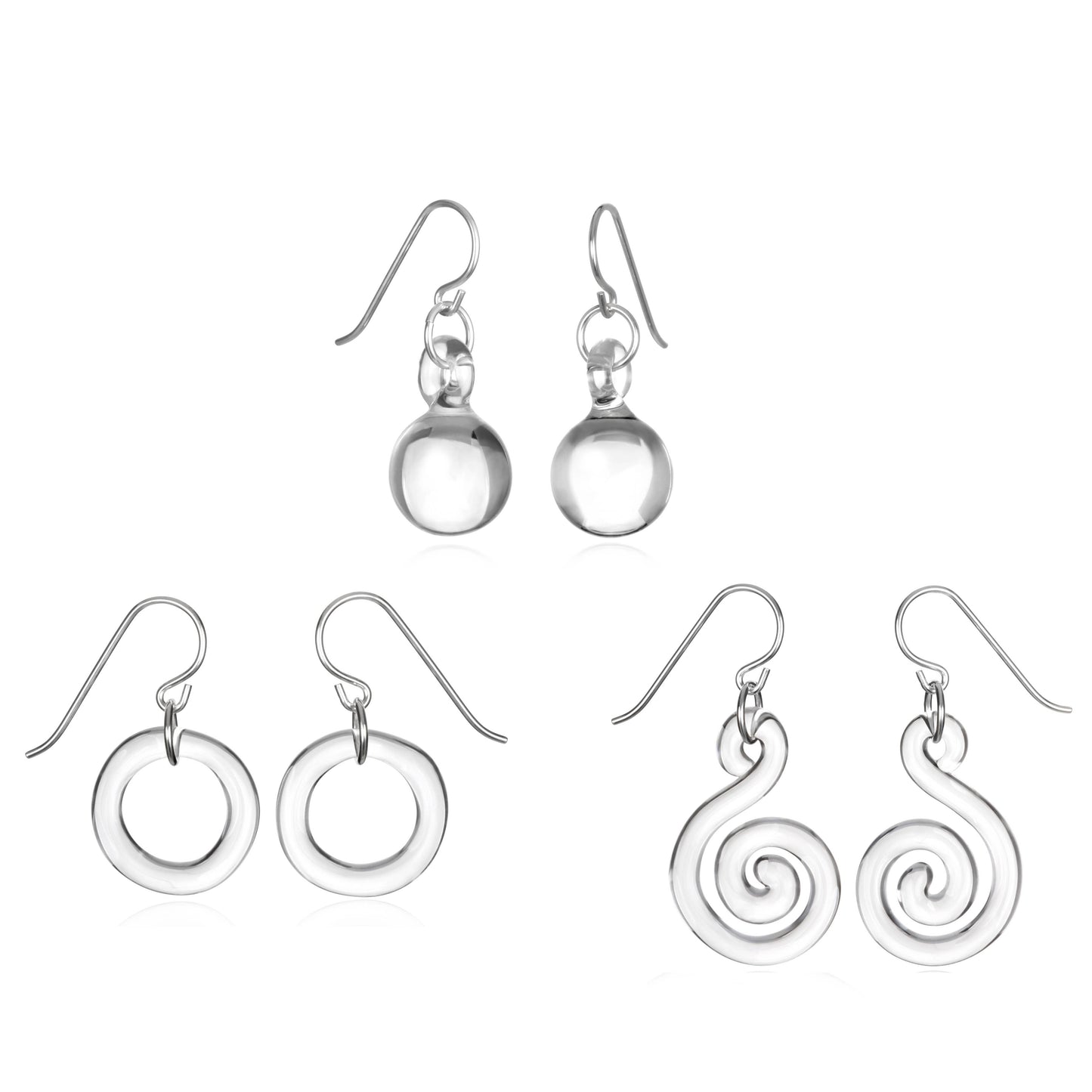 Glass Small Flat Spiral Earrings