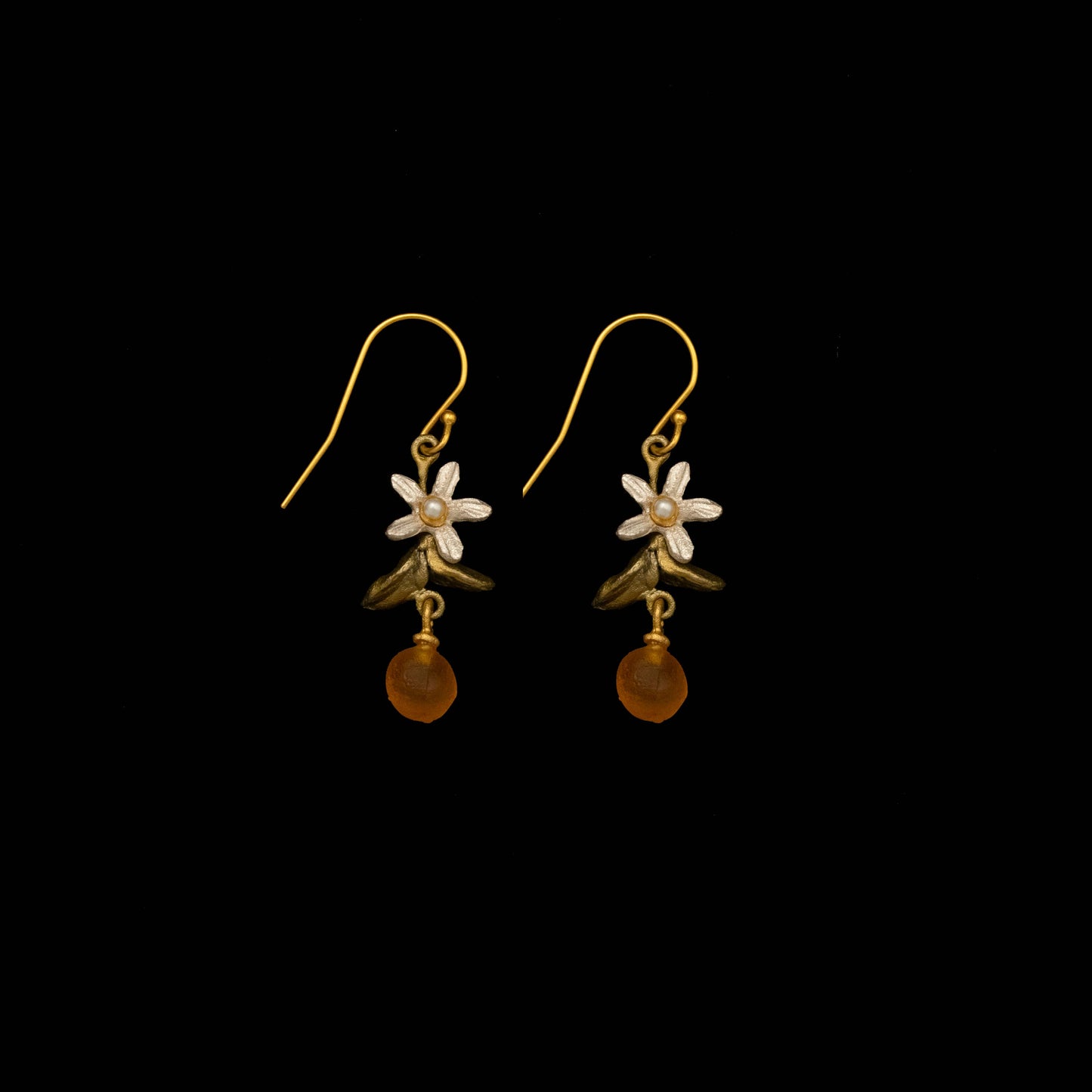 Dainty Orange Blossom Wire Earrings