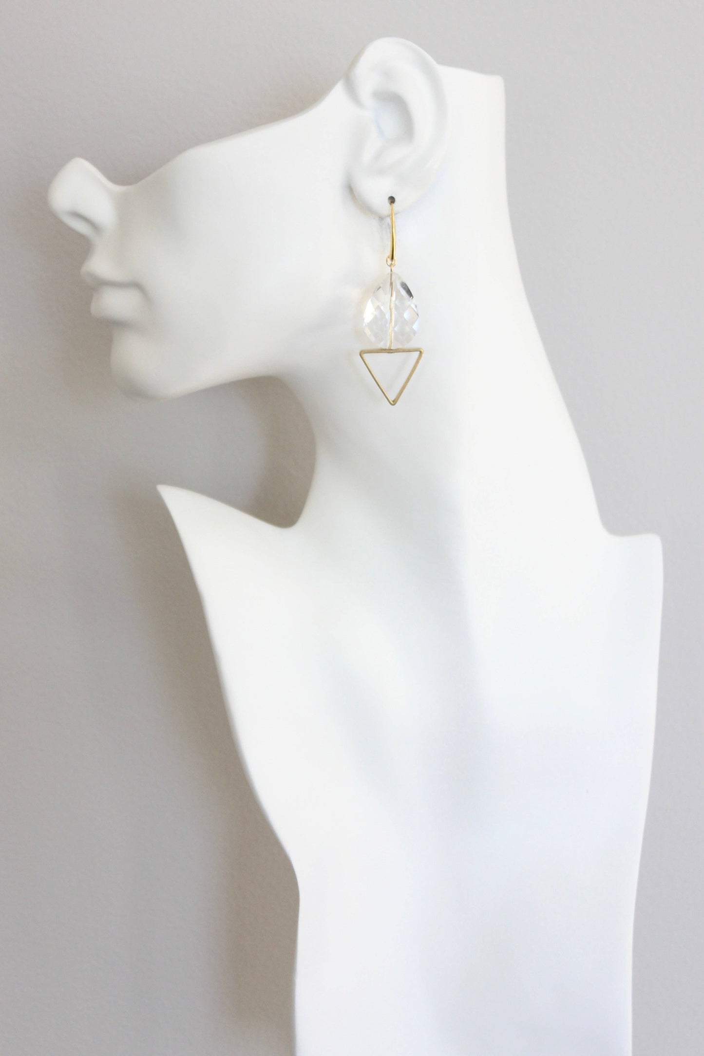 Crystal Glass and Brass Earrings
