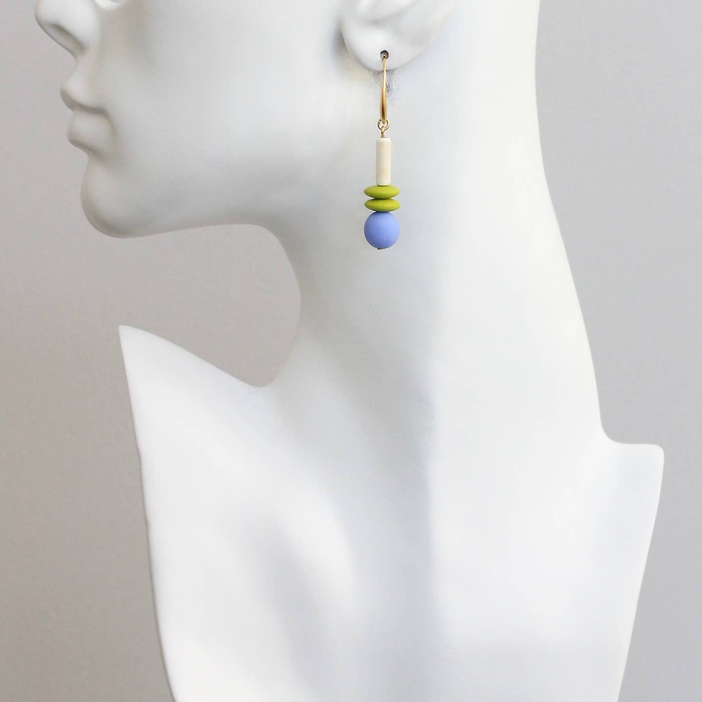 Totem Earrings-periwinkle and chartreuse