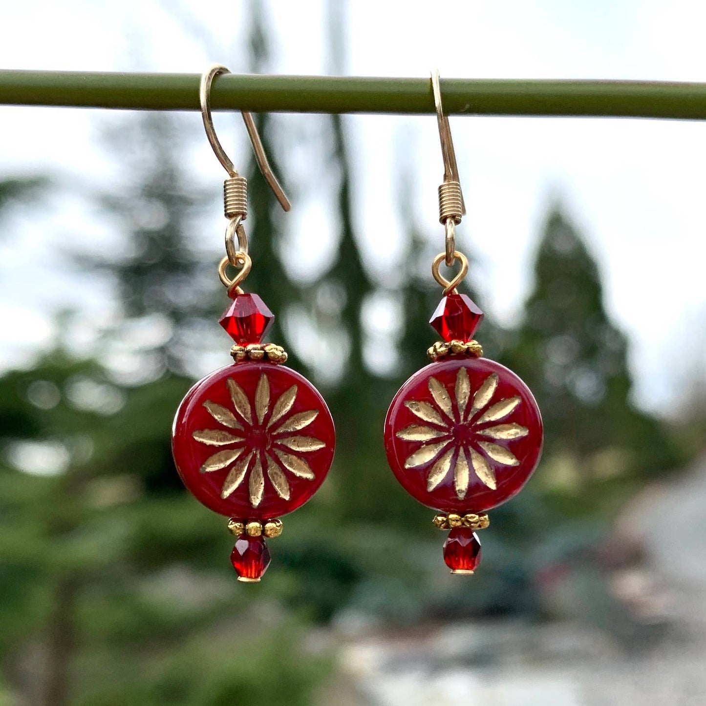 Aster Flower Glass Earrings - Asst Colors