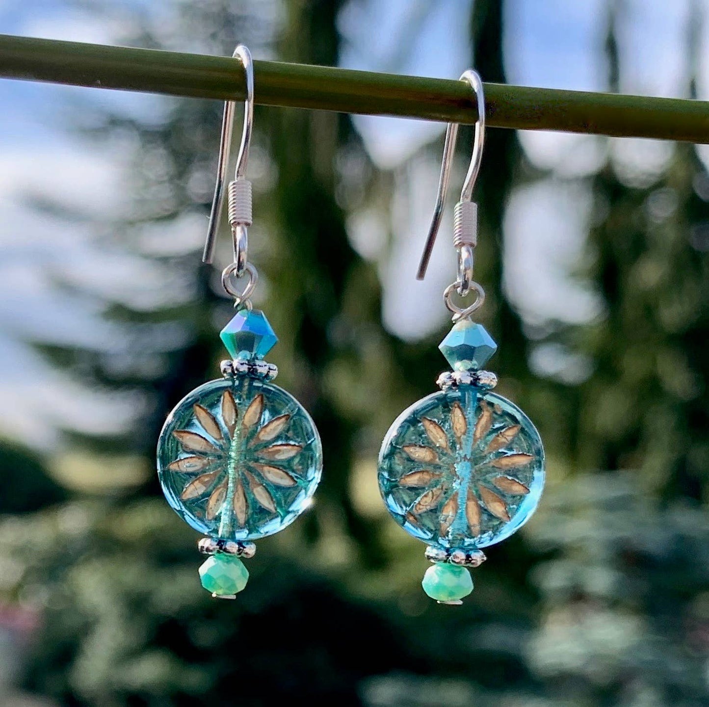 Aster Flower Glass Earrings - Asst Colors