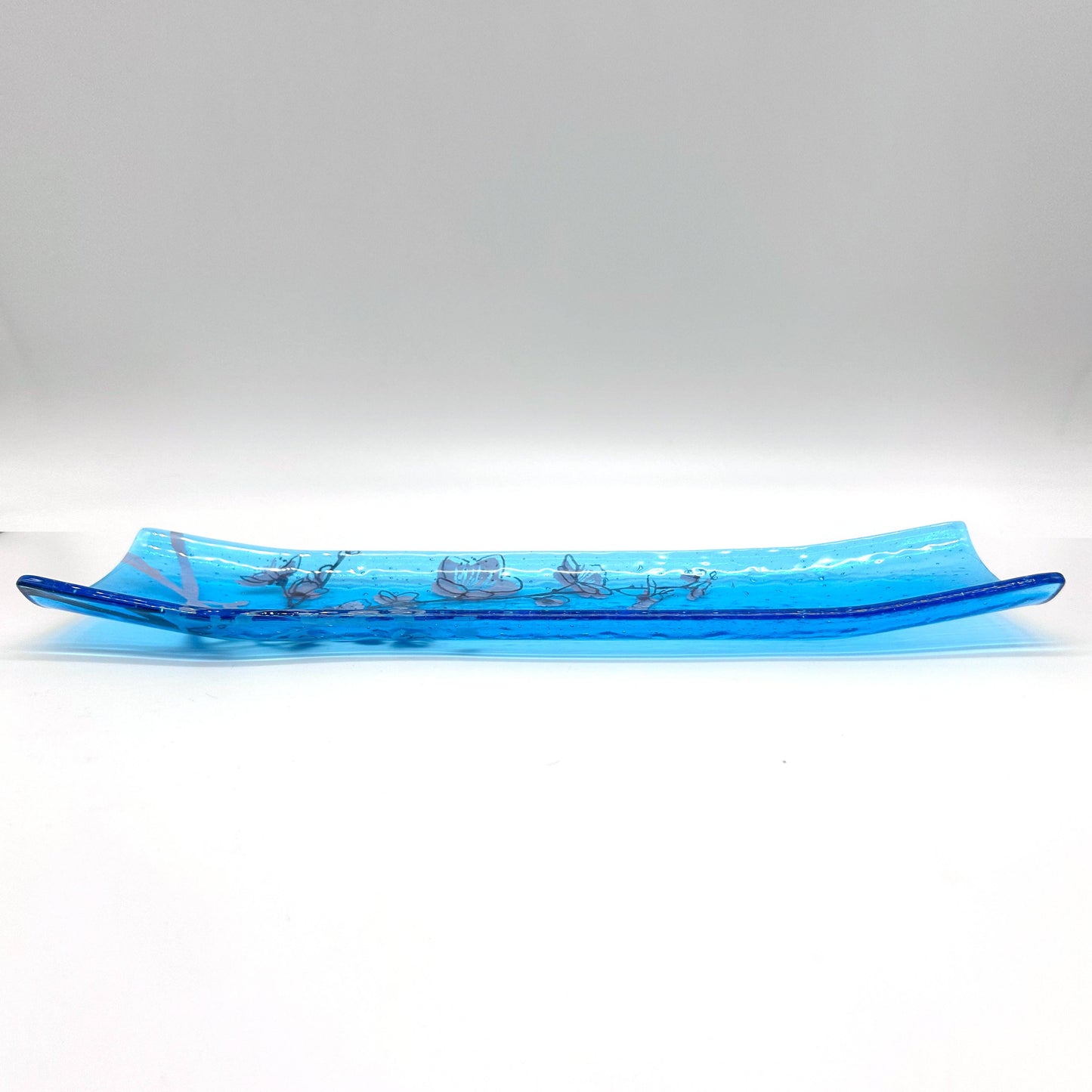 Cherry Blossom 17" Fused Glass Channel Platter