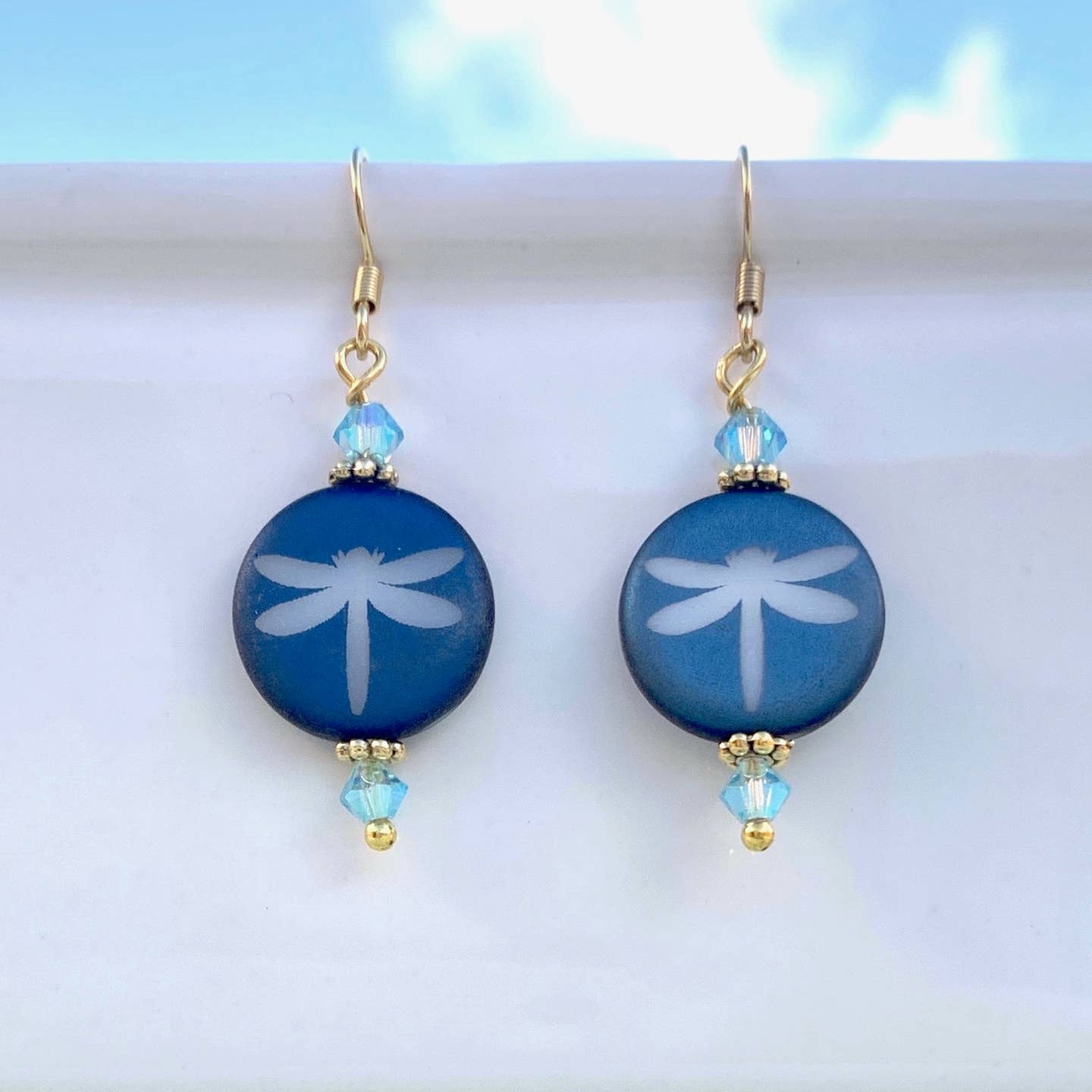 Etched Dragonfly Earrings