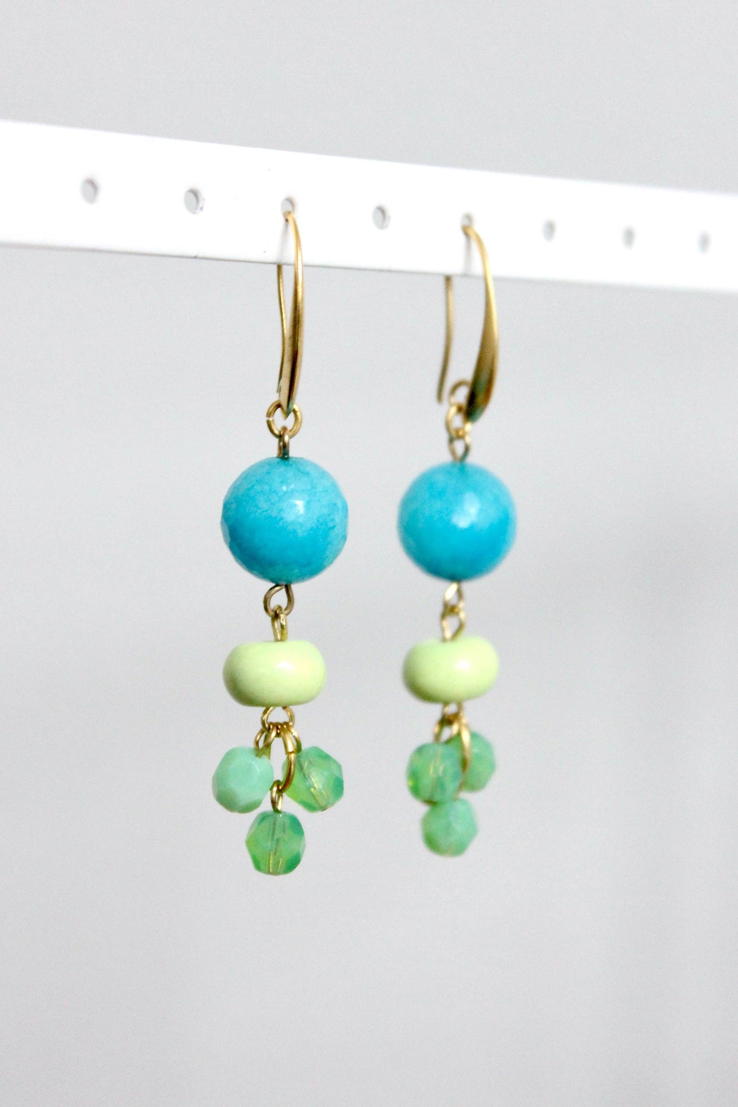 Aqua and Mint Dangle Earrings