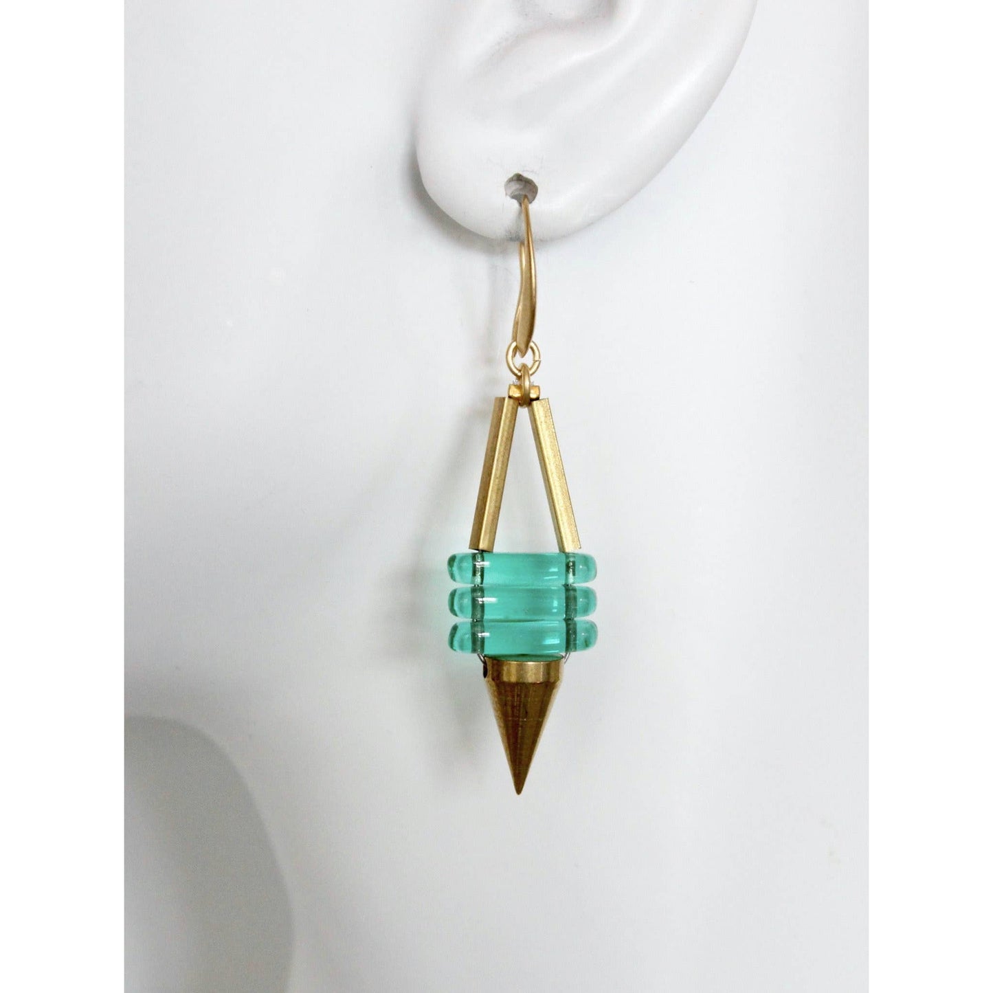 Green Glass Spike Earrings