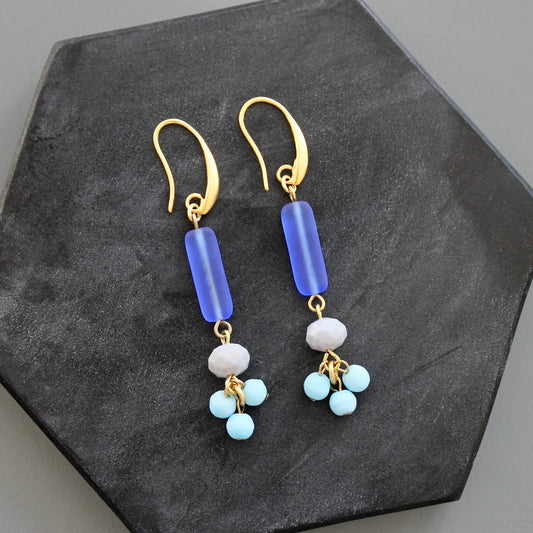 Dangle Cobalt Glass Earrings