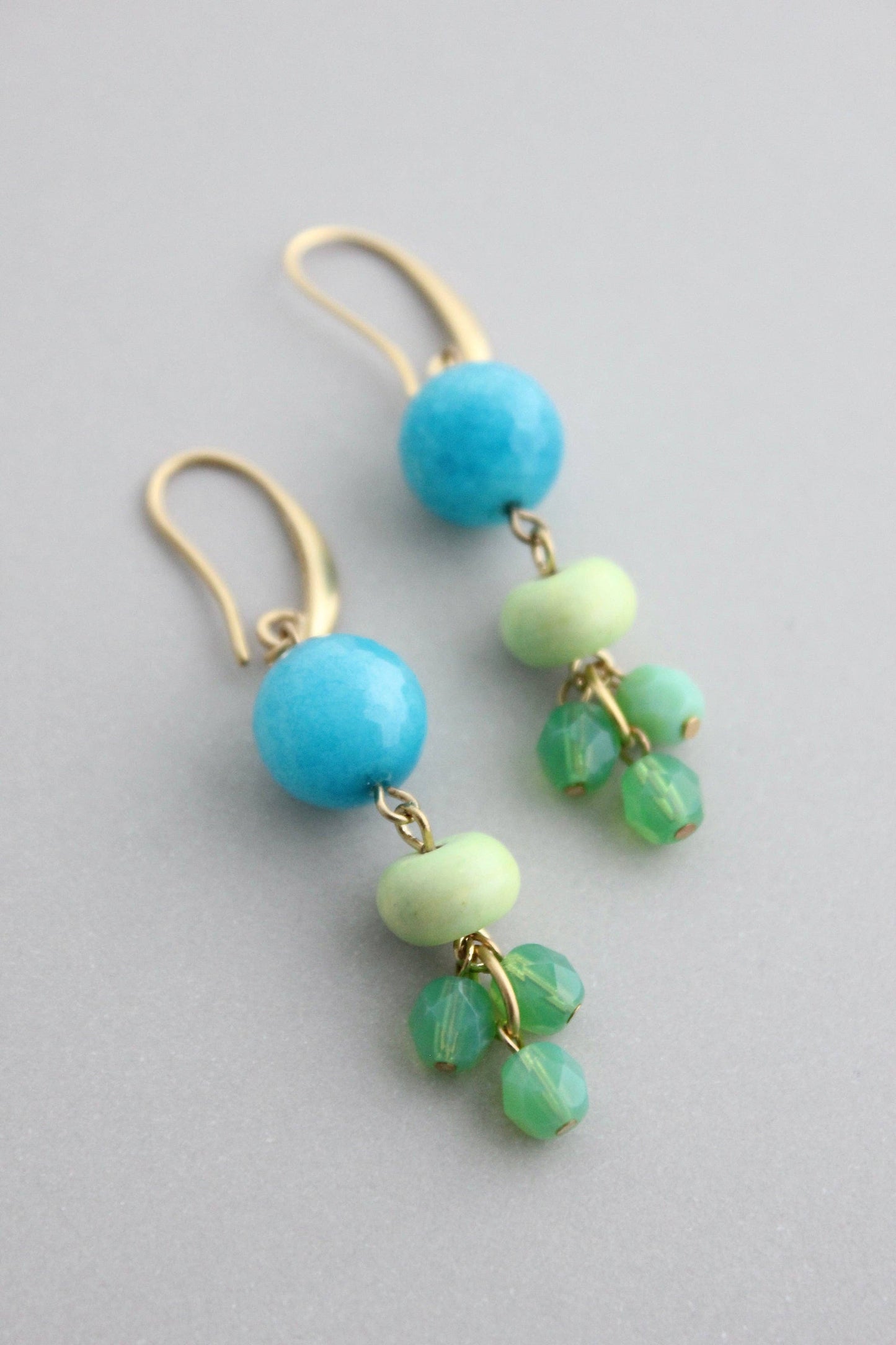 Aqua and Mint Dangle Earrings