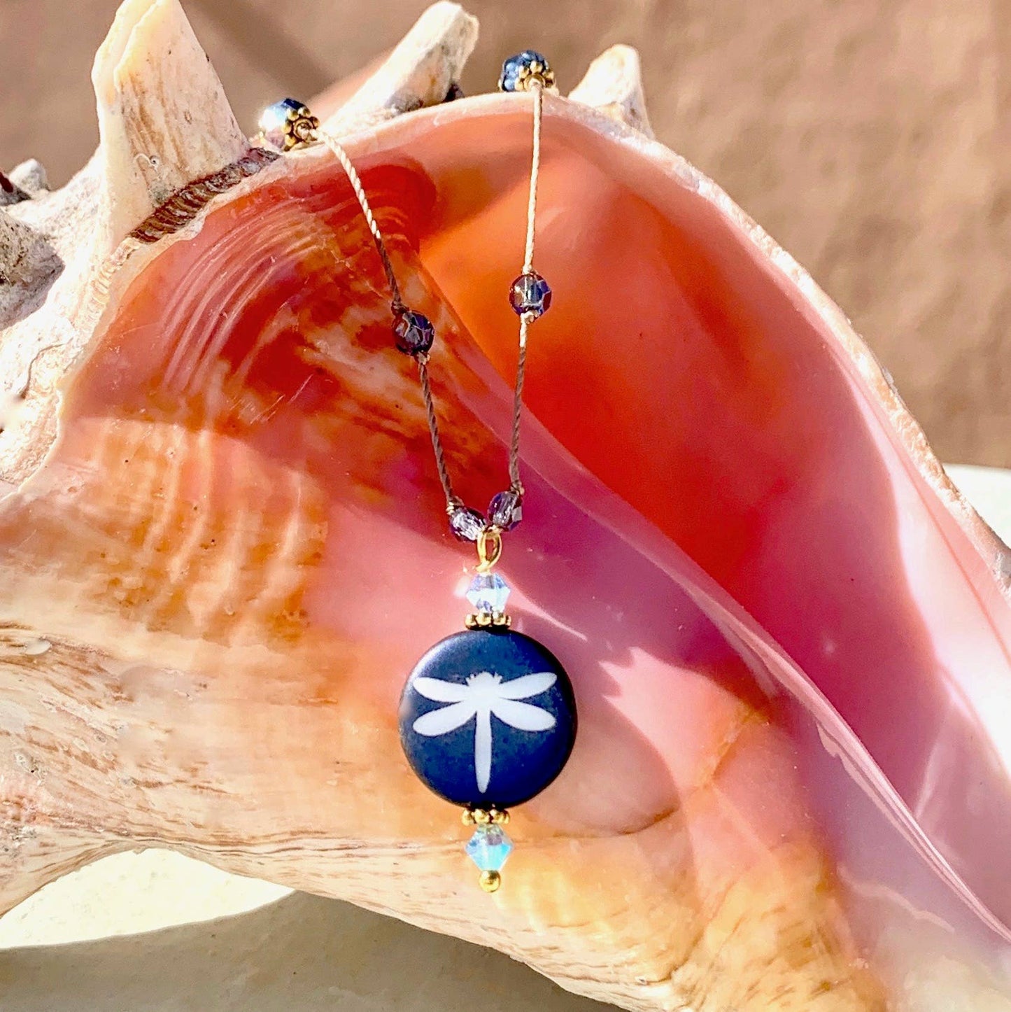 Dragonfly Pendant Necklace - Asst Colors