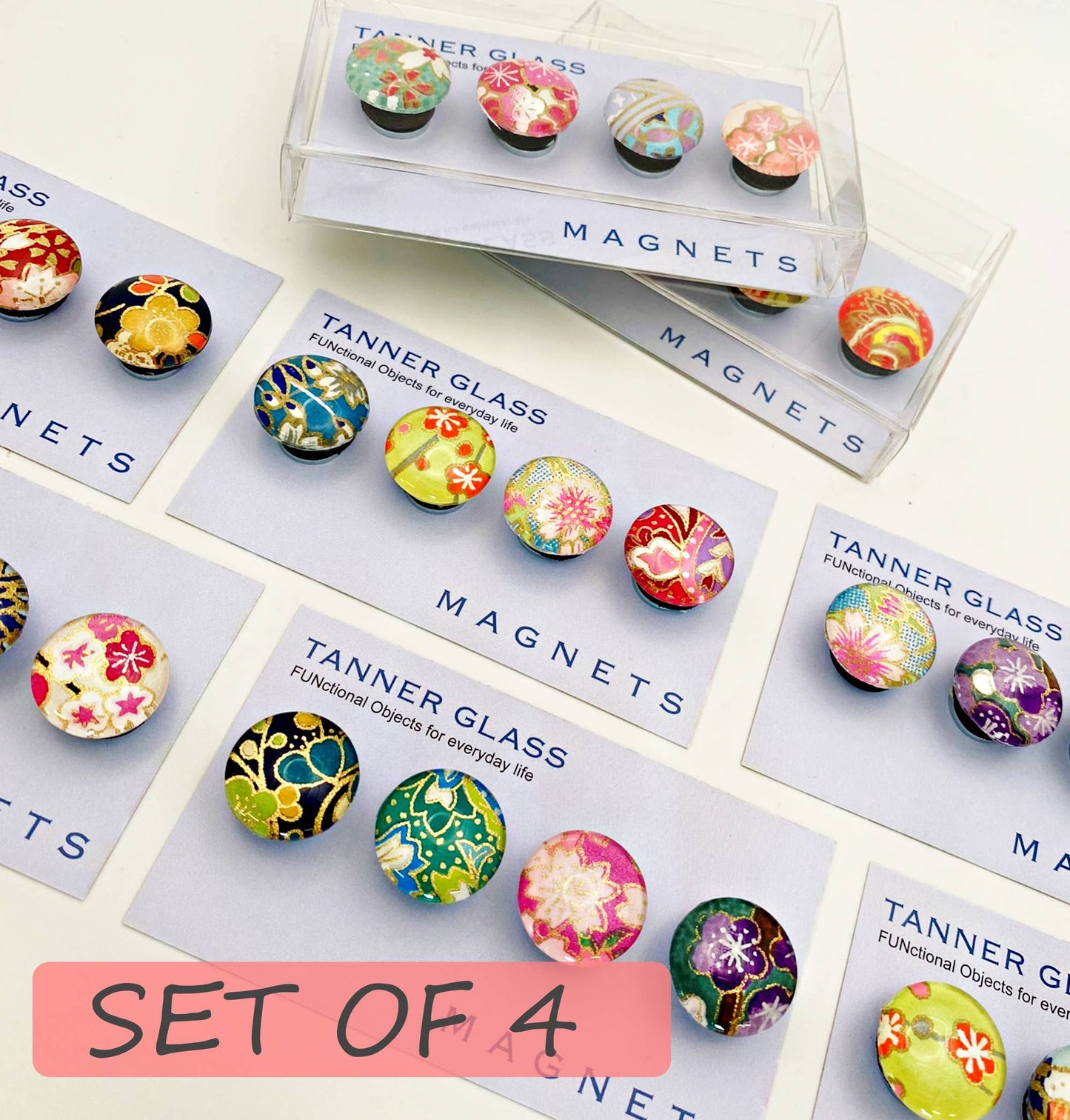 Magnet - Japanese Chiyogami Circles - set of 4
