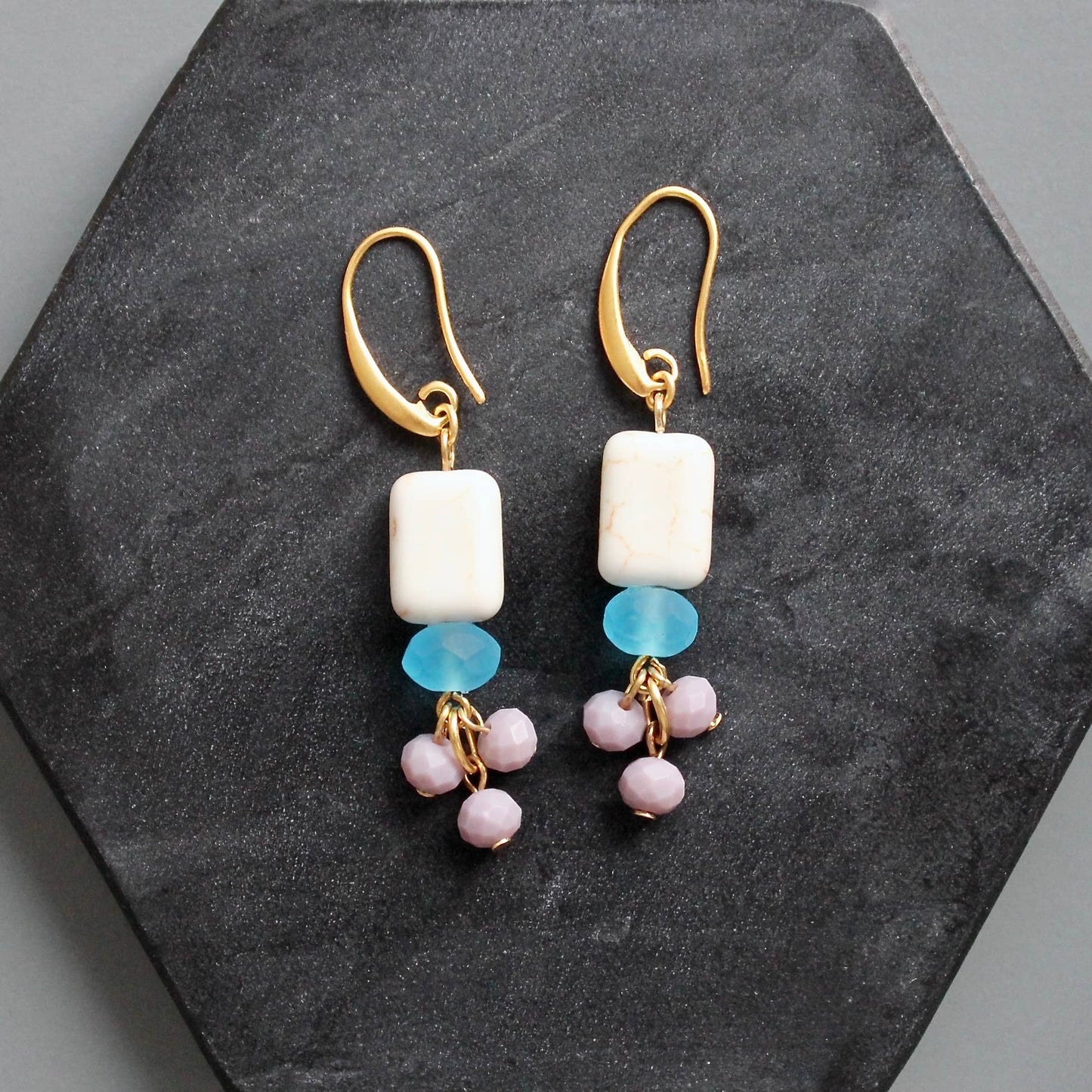 Dangle Lavender and Capri Blue Earrings