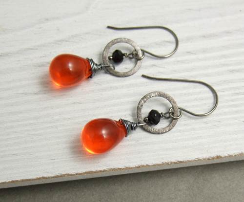 Orange Teardrop Earrings
