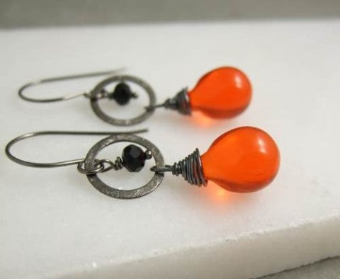 Orange Teardrop Earrings