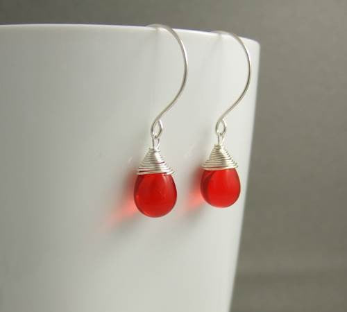 Glass Teardrop Earrings (Assorted Colors)