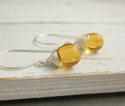Glass Teardrop Earrings (Assorted Colors)