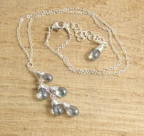 Cascade Necklace with Blue Glass