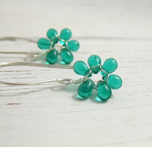Beaded Glass Flower Earrings (Assorted Colors)