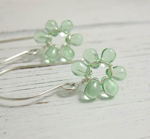 Beaded Glass Flower Earrings (Assorted Colors)