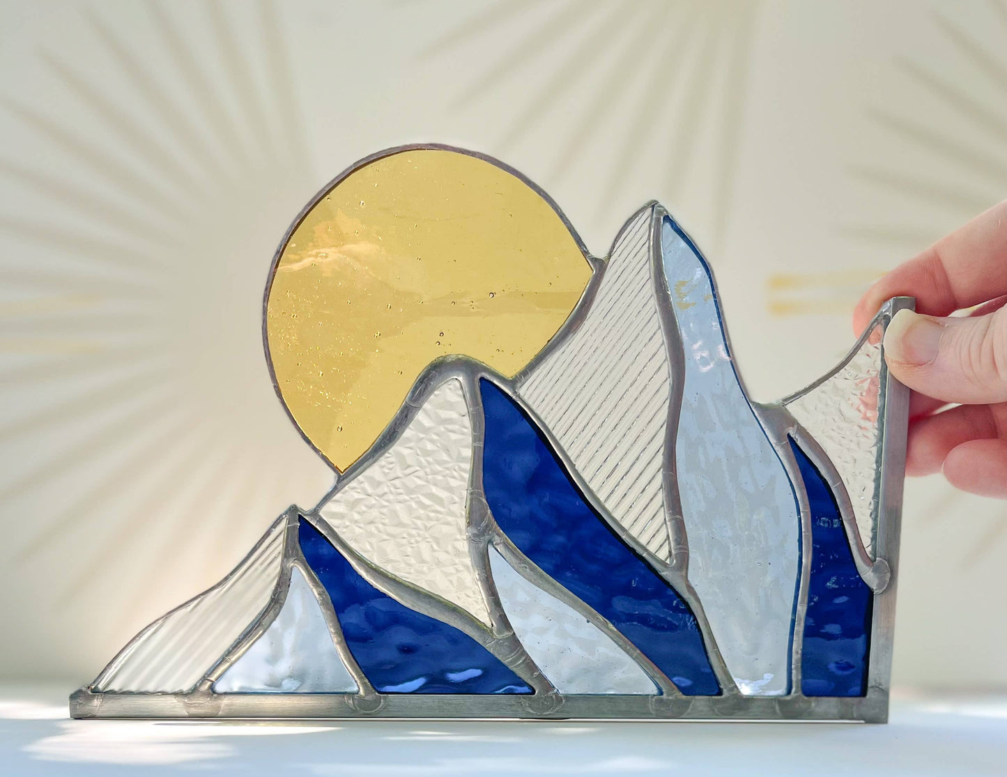 Stained Glass Corner Mountain Scene