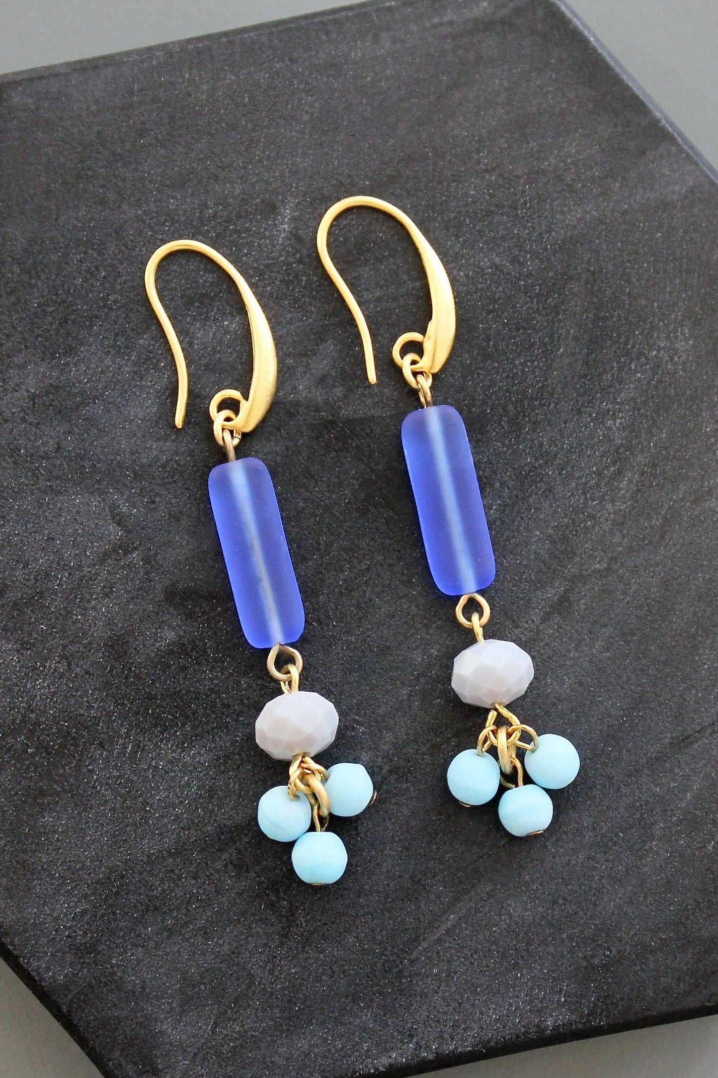 Dangle Cobalt Glass Earrings