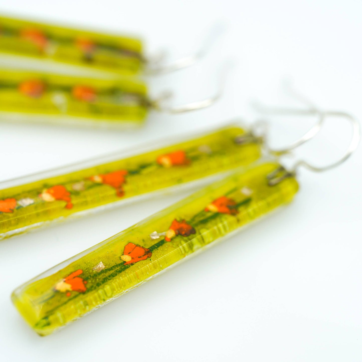 Bar Earrings - Golden Poppies