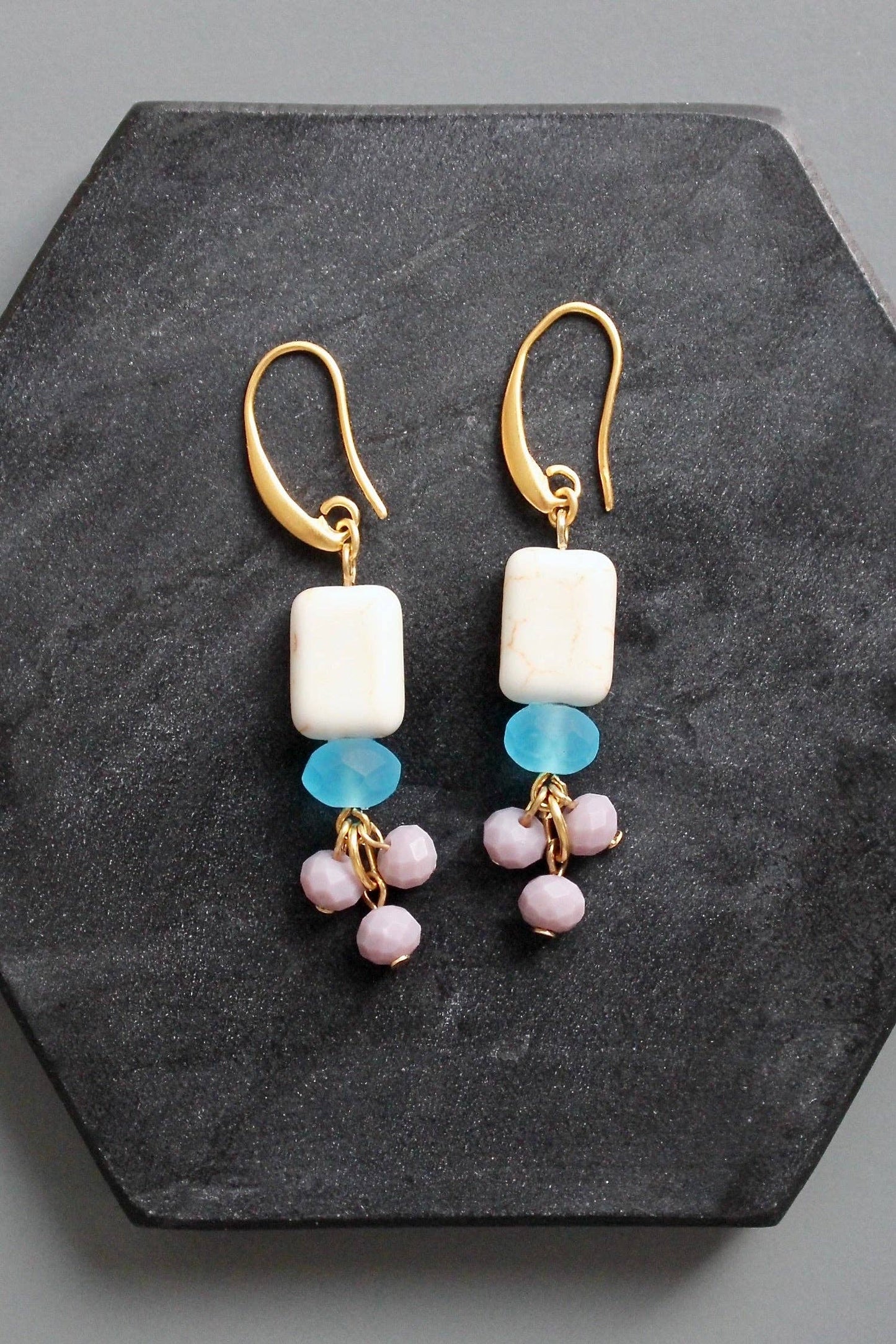 Dangle Lavender and Capri Blue Earrings