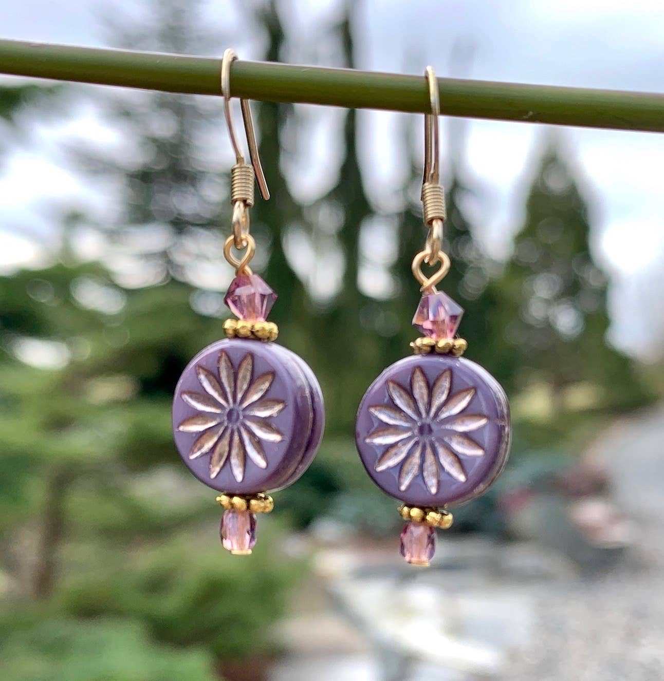 Aster Flower Glass Earrings - Asst Colors