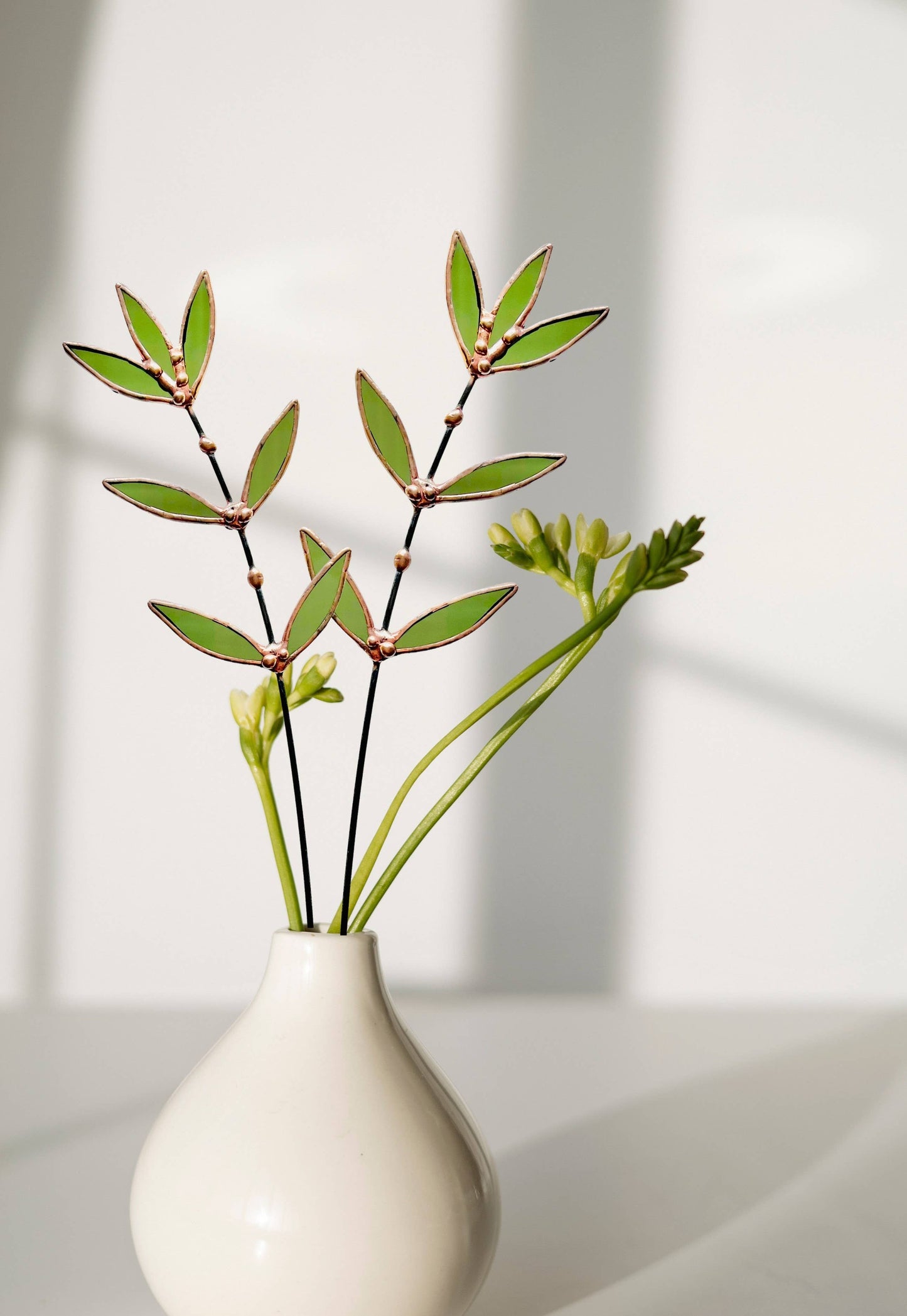 Green Stained Glass Wildflower Sprig