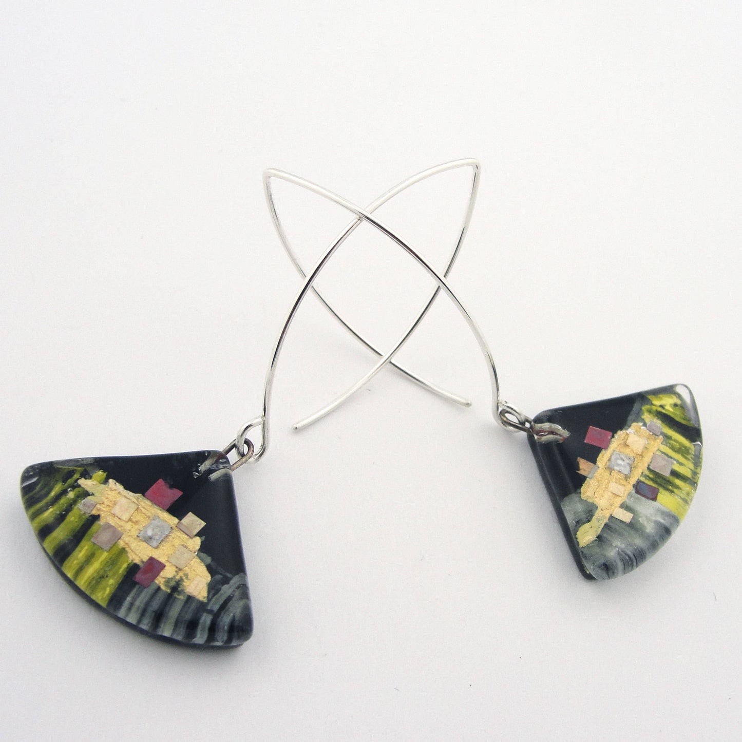 Golden Phase Fan Earrings in Black