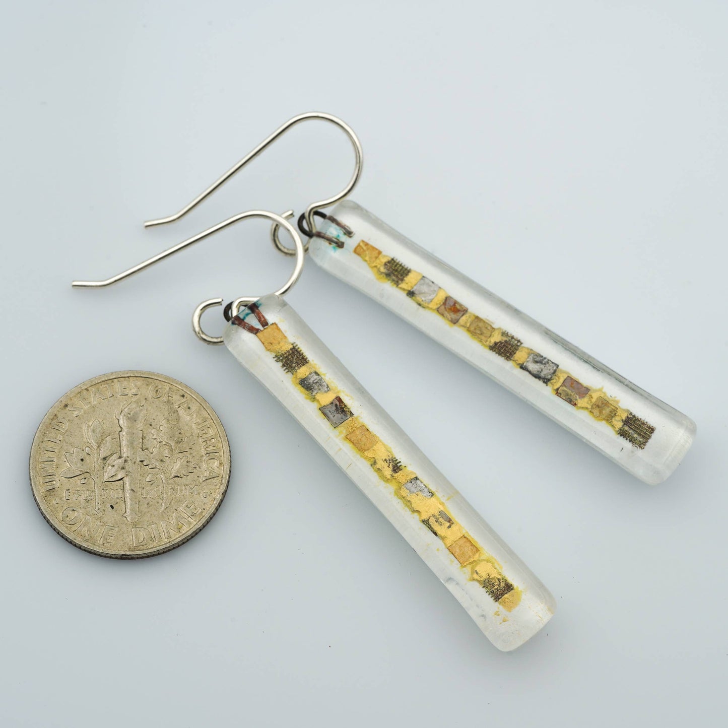 Bar Earrings - Golden Phase in White