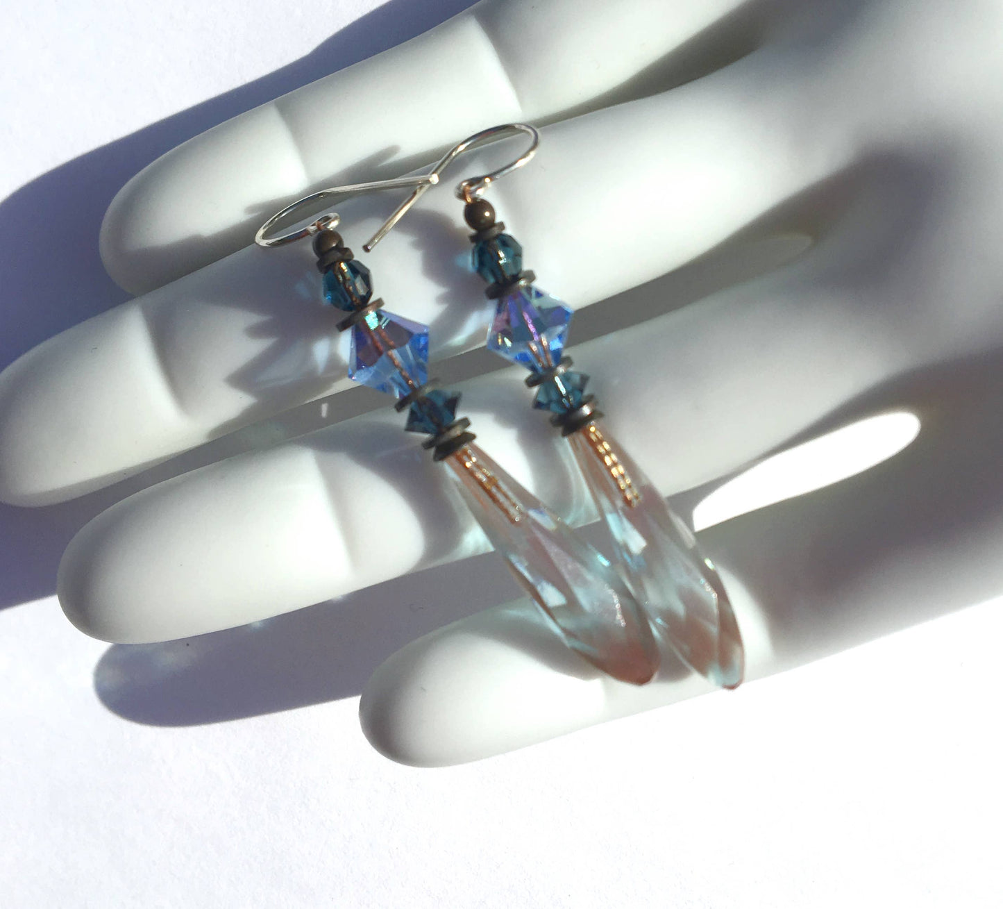 Two-Tone Opera Prism Earrings (Pink and Blue)