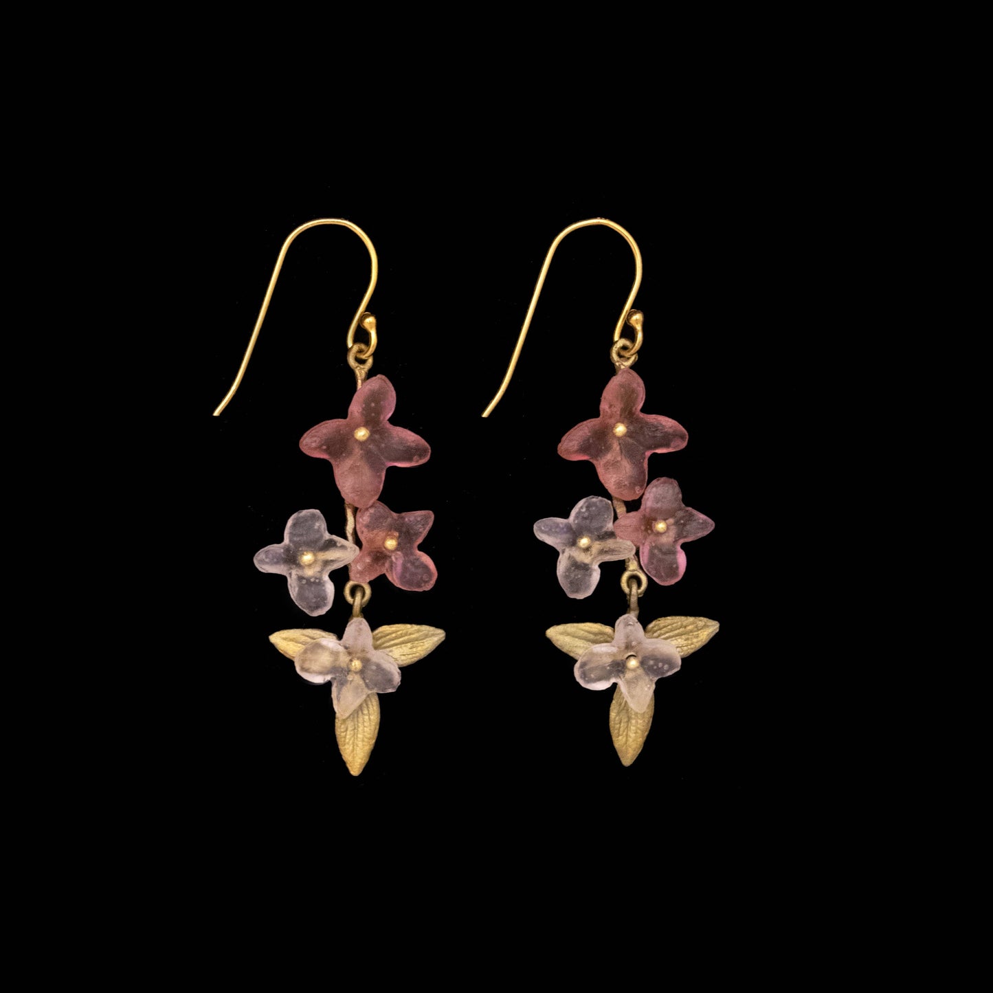 Pink Hydrangea Long Earrings