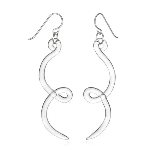 Glass Cursive Curve Earrings
