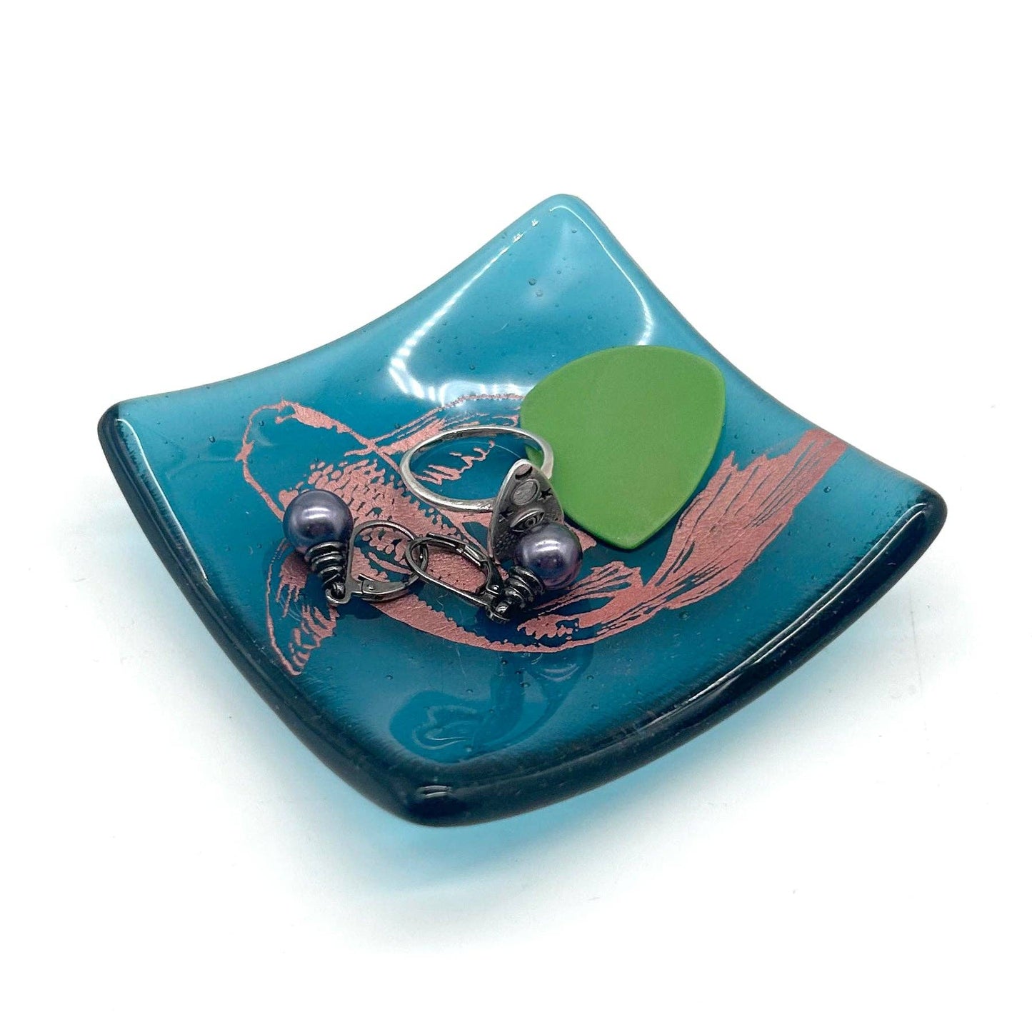 Enameled Glass Trinket Dish - Koi