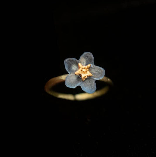 Forget Me Not Single Flower Adjustable Ring