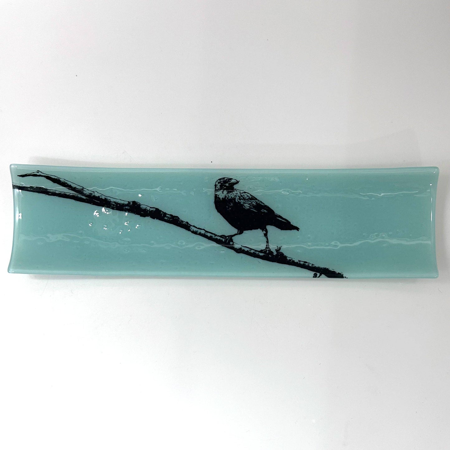 Crow 17" Fused Glass Channel Platter