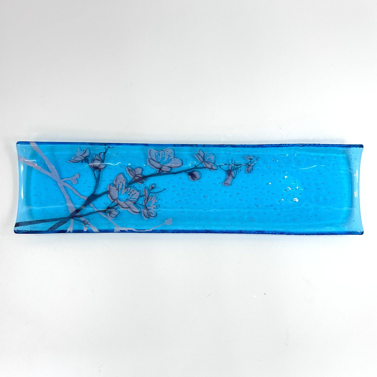 Cherry Blossom 17" Fused Glass Channel Platter