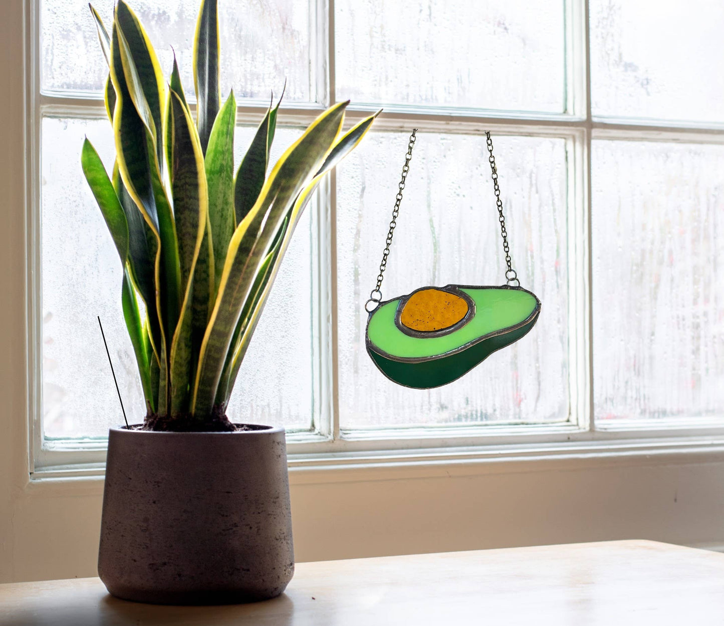 Stained Glass Avocado Suncatcher