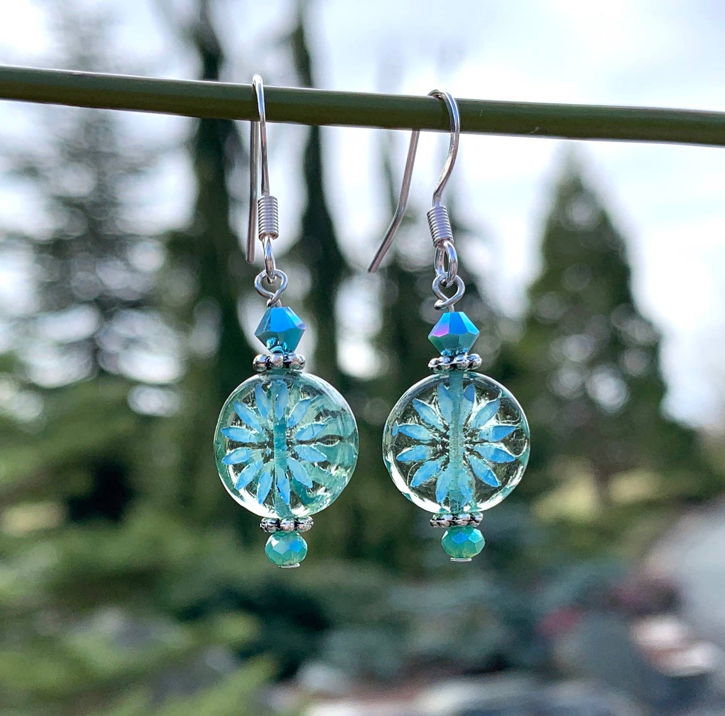 Aster Flower Glass Earrings - Asst Colors