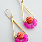 Fuchsia & Salmon Glass Earrings