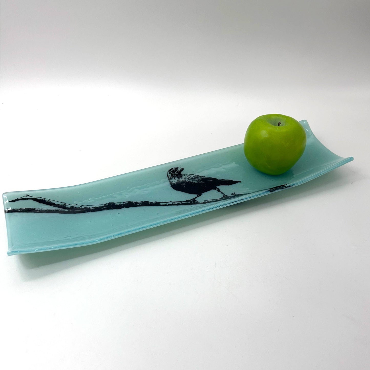 Crow 17" Fused Glass Channel Platter