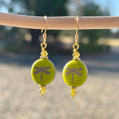 Etched Dragonfly Earrings