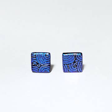 Dichroic Stud Earrings - Square