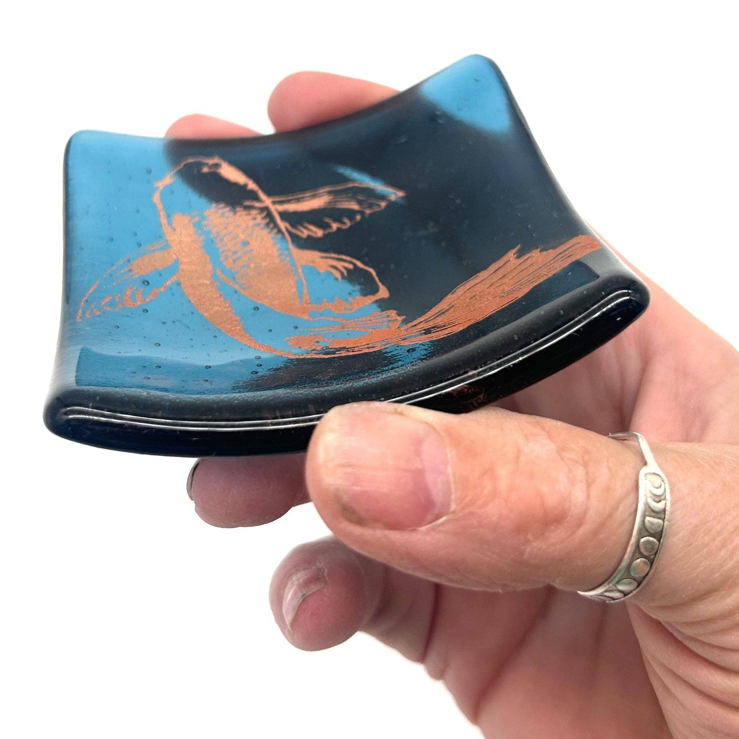 Enameled Glass Trinket Dish - Koi