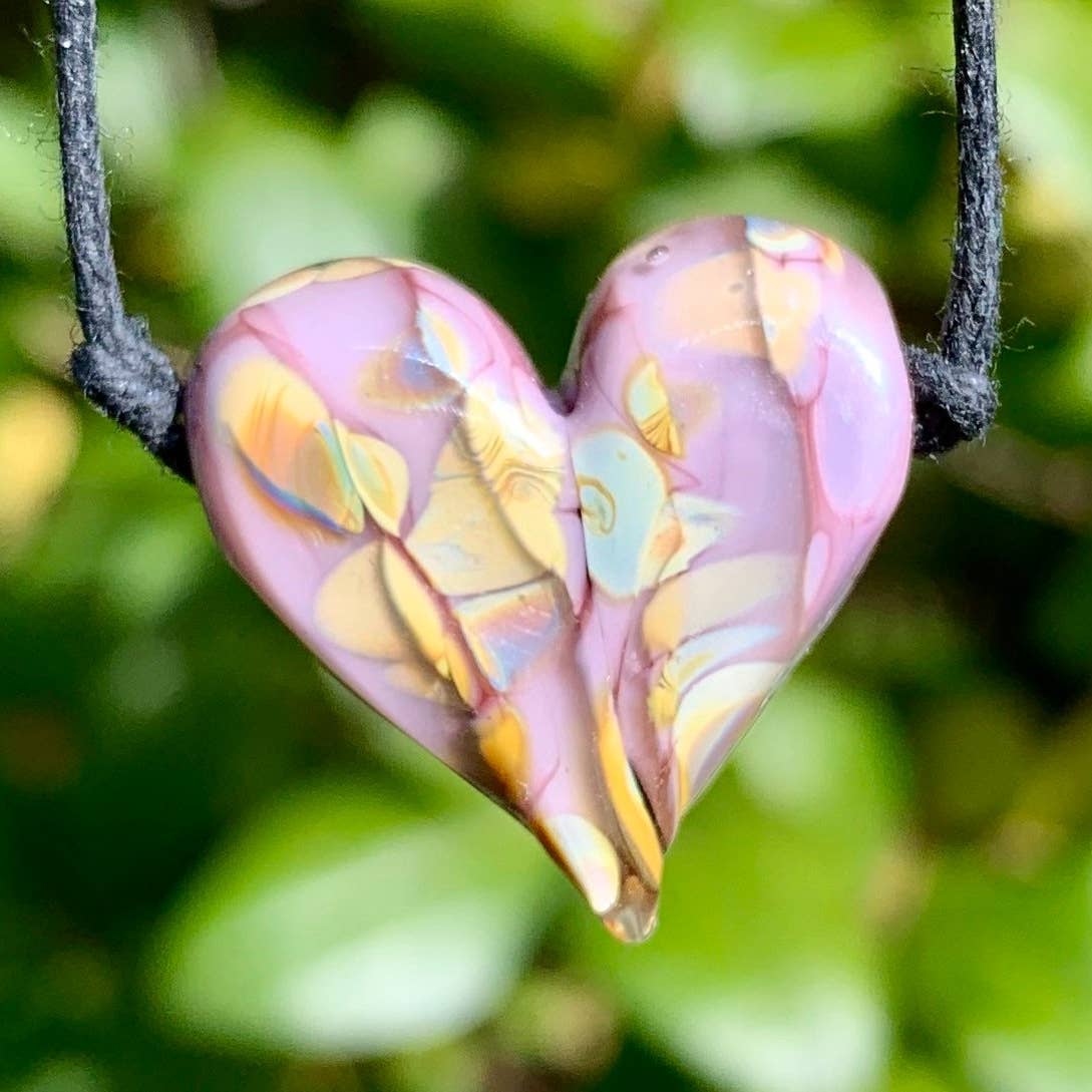 Confetti Flameworked Glass Heart Necklace